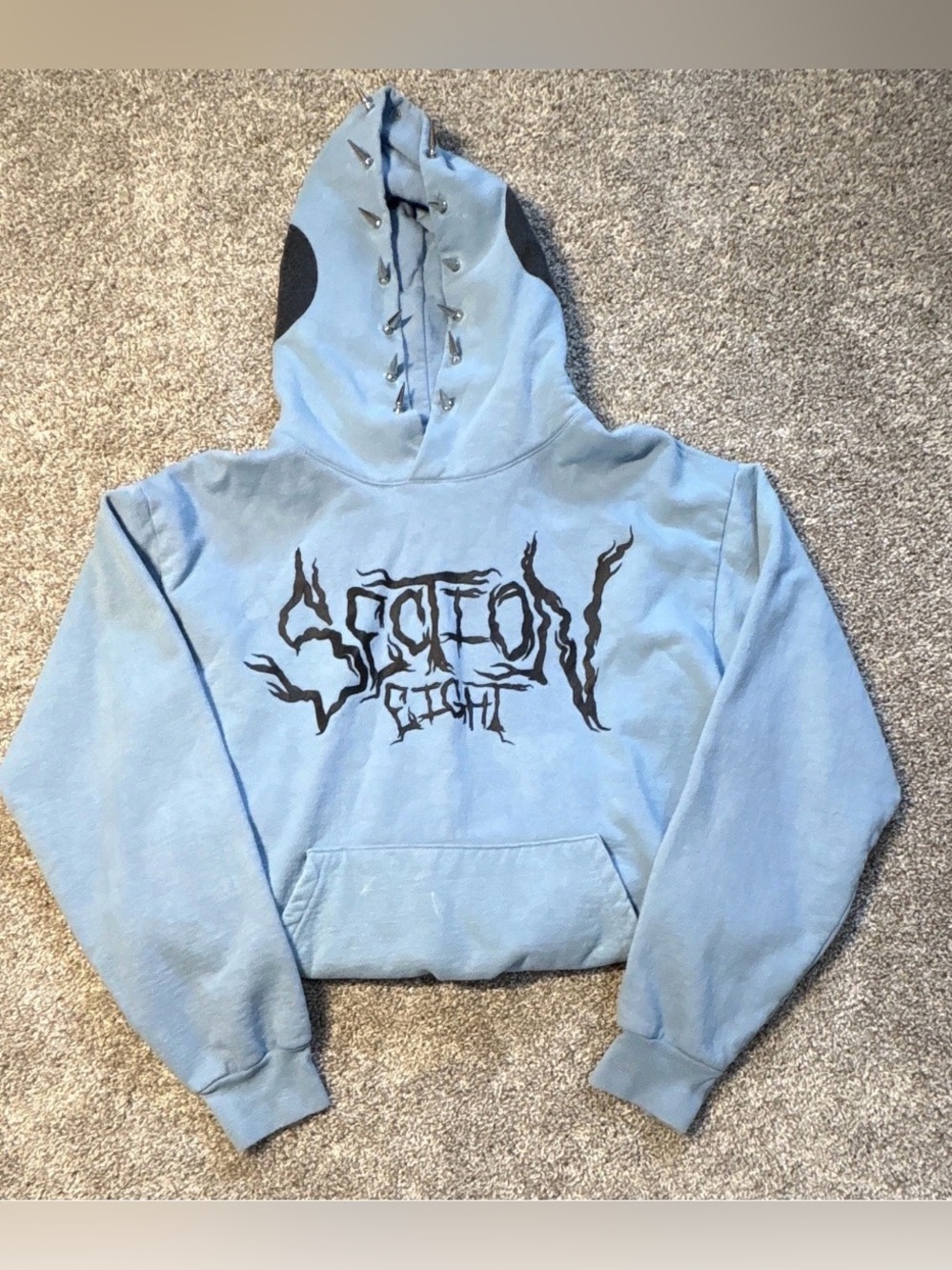 Section 8 Fight Blue Graphic Print Fleece Hoodie Pockets L 8 Ball
